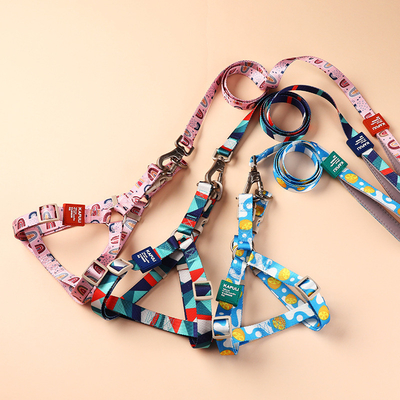Pet Printed Harness Medium And Large Dogs Anti Breakaway Vest Style Leash