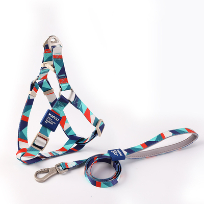 Pet Printed Harness Polyester Leash Set For Medium And Large Dogs