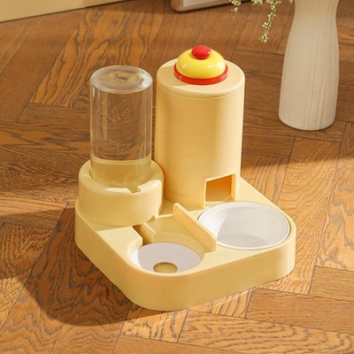 Automatic Cat Feeding Water Feeder Three-in-One Water Dispenser Ceramic Bowl for Cats and Dogs with Bell