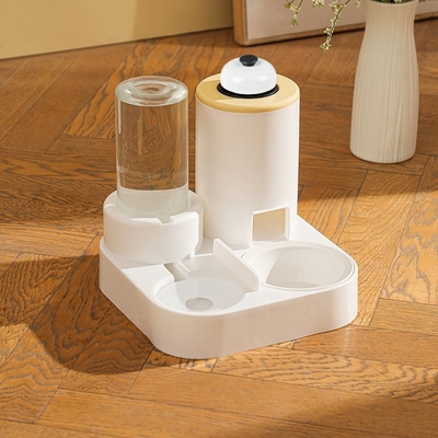 Automatic Cat Feeding Water Feeder Three-in-One Water Dispenser Ceramic Bowl for Cats and Dogs with Bell
