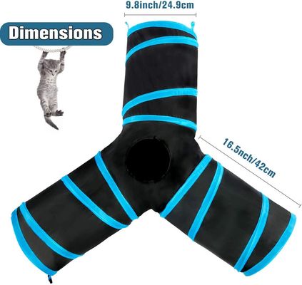 Portable Collapsible 3 Way Cat Tunnel With Pom Ball