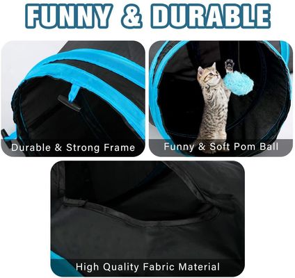 Portable Collapsible 3 Way Cat Tunnel With Pom Ball