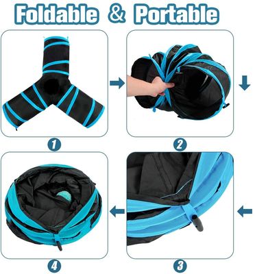 Portable Collapsible 3 Way Cat Tunnel With Pom Ball