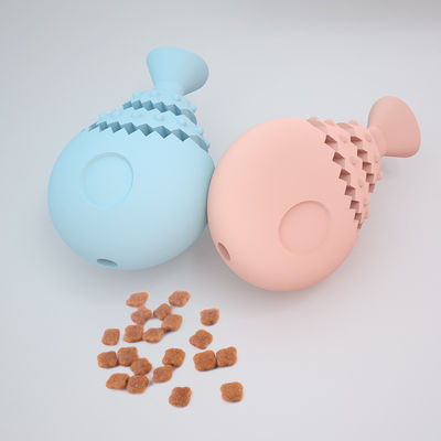 Fishbone Edible TPR Dog Chew Toy Pink Blue Green Optional