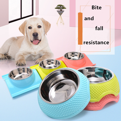 S M L XL Dog Feeding Bowl Two In One Non Slip Stainless Steel