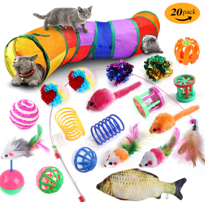 Gray Pink Indoor Cat Tunnels Collapsible Interactive Toy