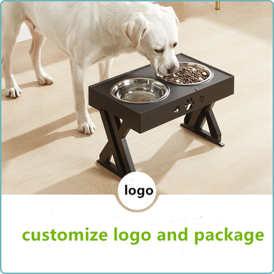 Gravity Stainless Steel Dog Bowls With Stand Three Heights Adjustable
