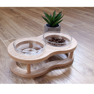 Wooden Dog Food Bowl Stand 3 Bowl Elevated At Home Slow Feeder