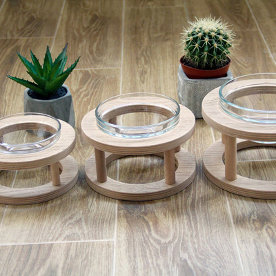 Wooden Dog Food Bowl Stand 3 Bowl Elevated At Home Slow Feeder