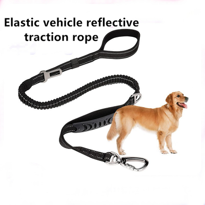 Telescopic  Dog Traction Rope Reflective Buffer Black