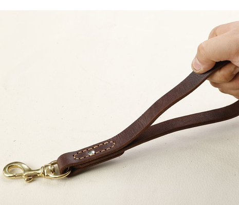 Pet Short Cow Leather Traction Large Dog Chain Rope Golden
