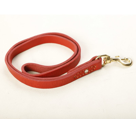 Pet Short Cow Leather Traction Large Dog Chain Rope Golden