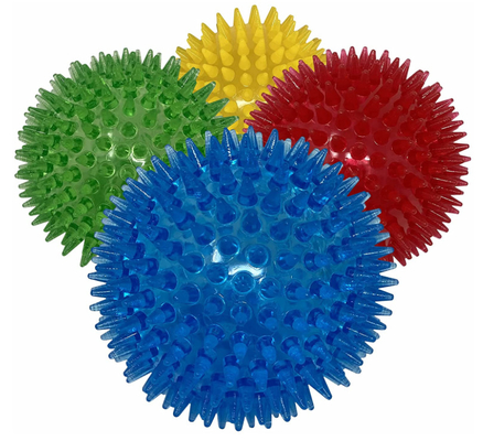 TPR Soft Rubber Squeaky Dog Ball Blue Yellow Red