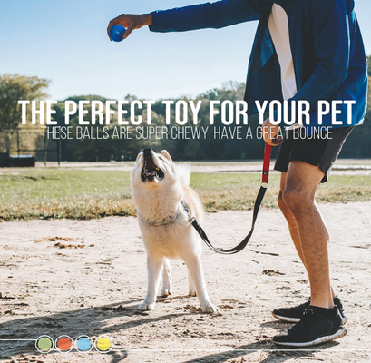 TPR Soft Rubber Squeaky Dog Ball Blue Yellow Red