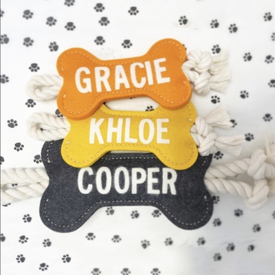 Chewing Toy Felt Bone Shape Pet Tugboat Toy Rope for Small Dog