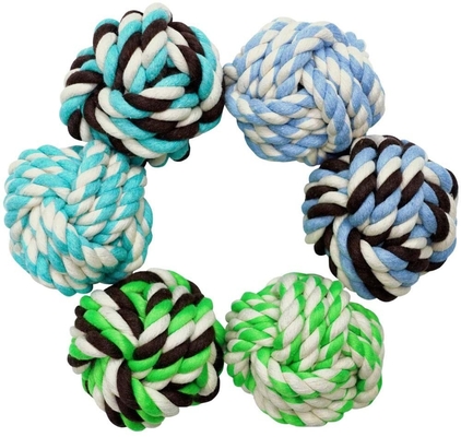 Puppy Dog Chew Hemp Rope Cotton Plush Toy Blue Yellow Red