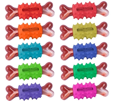 Rubberized Chewing Bone Dog Toy Tooth Grinding Tooth Cleaning