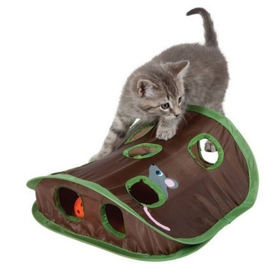 Pet Cat Toy Nine Hole Mouse Hole Funny Cat Stick With Audible Bell Catching Ball Interactive Pet Products