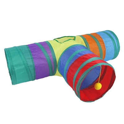 Pet Cat Tunnel Cat Rainbow Three-Way Interactive Cat Toy Drill Bucket Folding Cat Toy