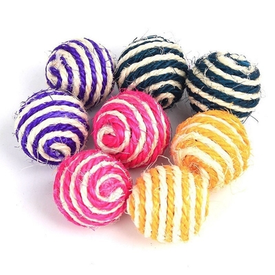 Cat Pet Hemp Rope Woven Ball Chew Rattle Scratch Toy Interactive Scratch Chew Toy Pet Cat Dog