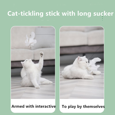Cat Interactive Toy Replacement Head Feather Wire Cat-Teaser Toy Suction Cup Retractable From Hi Cat-Teaser Stick