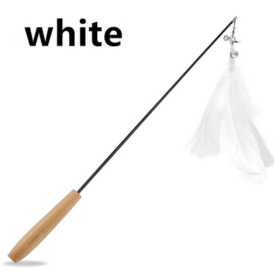Retractable Wooden Handle Cat Petting Stick Interactive Pet Supplies Cat Toy Solid Wood Bell Feather Cat Petting Stick