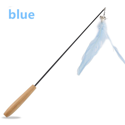 Retractable Wooden Handle Cat Petting Stick Interactive Pet Supplies Cat Toy Solid Wood Bell Feather Cat Petting Stick