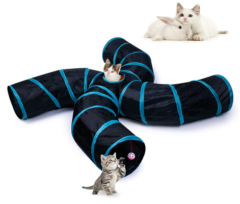 4 way collapsible cat tunnel with Interactive Ball & Storage Bag