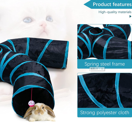 4 way collapsible cat tunnel with Interactive Ball & Storage Bag