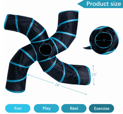 4 way collapsible cat tunnel with Interactive Ball & Storage Bag