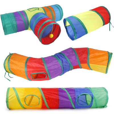 Cat Toy Tunnel 2 Way Collapsible Interactive Peek Hole with Ball Crinkle Cat Tunnel Tube Best for Cat