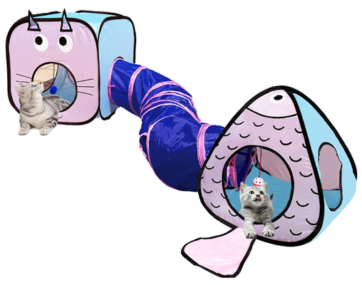 Best Crinkle Paper Collapsible Interactive Pet Cat Tunnels Tubes With Play Ball And Bell For Puppy