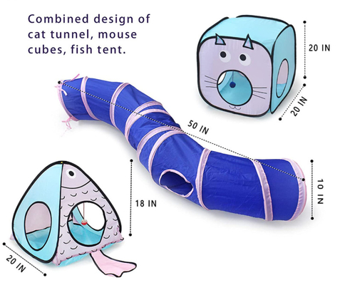 Best Crinkle Paper Collapsible Interactive Pet Cat Tunnels Tubes With Play Ball And Bell For Puppy