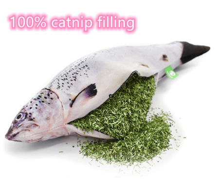 Floppy Fish Cat Toy Amazon Simulation Fish Shape Realistic Fluffy Catnip Doll Interactive Pets Pillow Chew