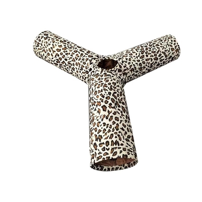 New Pet Leopard Short Plush Foldable Cat Tunnel Funny Cat Cat Toy Three-Way Rolling Dragon