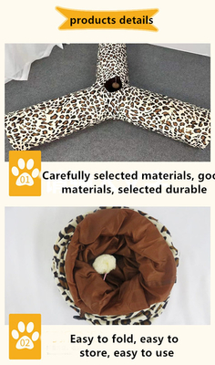 New Pet Leopard Short Plush Foldable Cat Tunnel Funny Cat Cat Toy Three-Way Rolling Dragon