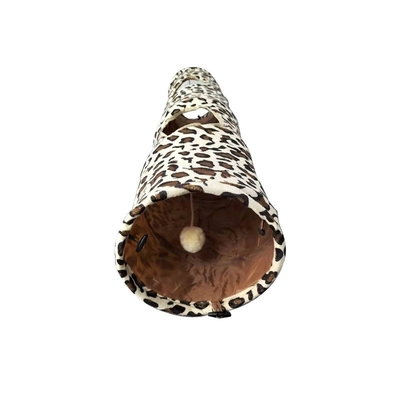 Plush Leopard Print Single Pass Cat Tunnel Funny Cat With Sound Paper Soft Foldable Cat Channel Pet Cat Toy