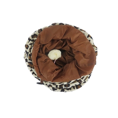 Plush Leopard Print Single Pass Cat Tunnel Funny Cat With Sound Paper Soft Foldable Cat Channel Pet Cat Toy