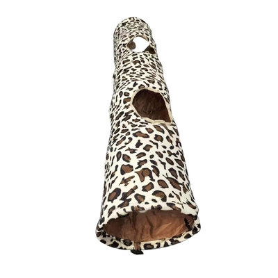 Plush Leopard Print Single Pass Cat Tunnel Funny Cat With Sound Paper Soft Foldable Cat Channel Pet Cat Toy