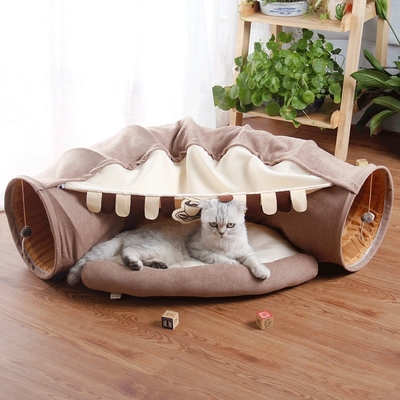 Cat Tunnel Four Seasons Rolling Floor Chinchilla Net Red Toy Cat Products Folding Shell Channel Cat Nest