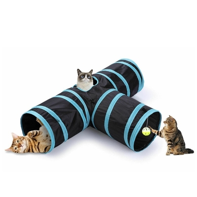 Pet Cat Tunnel Supplies Cat Ring Paper Three-Way Tunnel  Cat Toy Drill Climbing Bucket Foldable Cat Channel