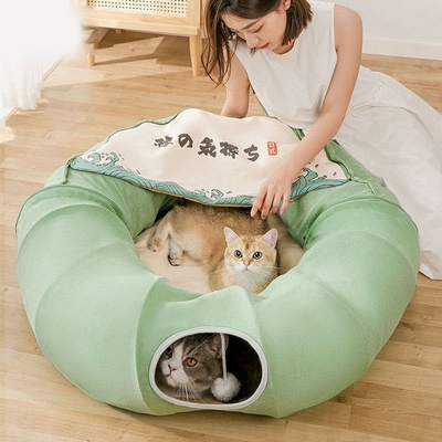 Multifunctional Foldable Cat Tunnel Cat Passage Rolling Floor Chinchilla Nest Cat Spring And Summer Cat Bed