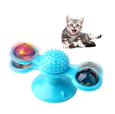 Interactive Rotating Windmill Cat Toy With Suction Cup Windmill Kitten Toys Cat Toothbrush Toy