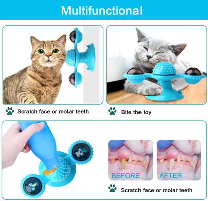 Interactive Rotating Windmill Cat Toy With Suction Cup Windmill Kitten Toys Cat Toothbrush Toy