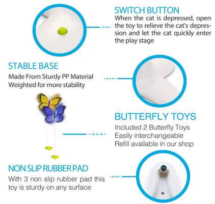 Flutter Bug Interactive Cat Butterfly Toy Two Replacements For Indoor Cats