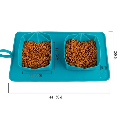 Amazon'S Popular Pet Folding Double Bowl Flannelette Bag Dog Bowl Easy To Carry Pet Storage Bowl Portable Cat Bowl
