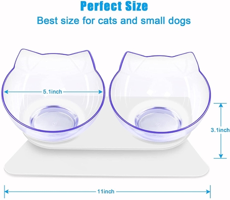 Elevated 15 Degree Tilted Raised Cat Bowls ABS Material
