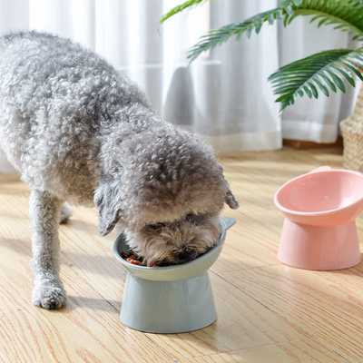High Footed Cat Dog Pet Feeder Bowls Neck Protection Anti Overturning