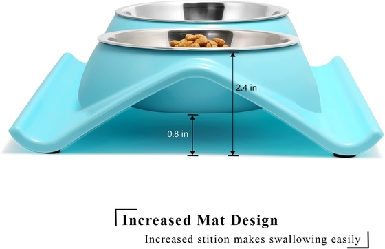 Double Dog Cat Stainless Steel Pet Bowls No Spill Resin Station