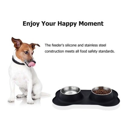 Soft Glue Bone Pet Bowl Stainless Steel customize logo